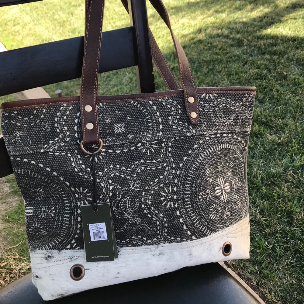 Myra Blue eternity Tote vintage tweed leather 😍